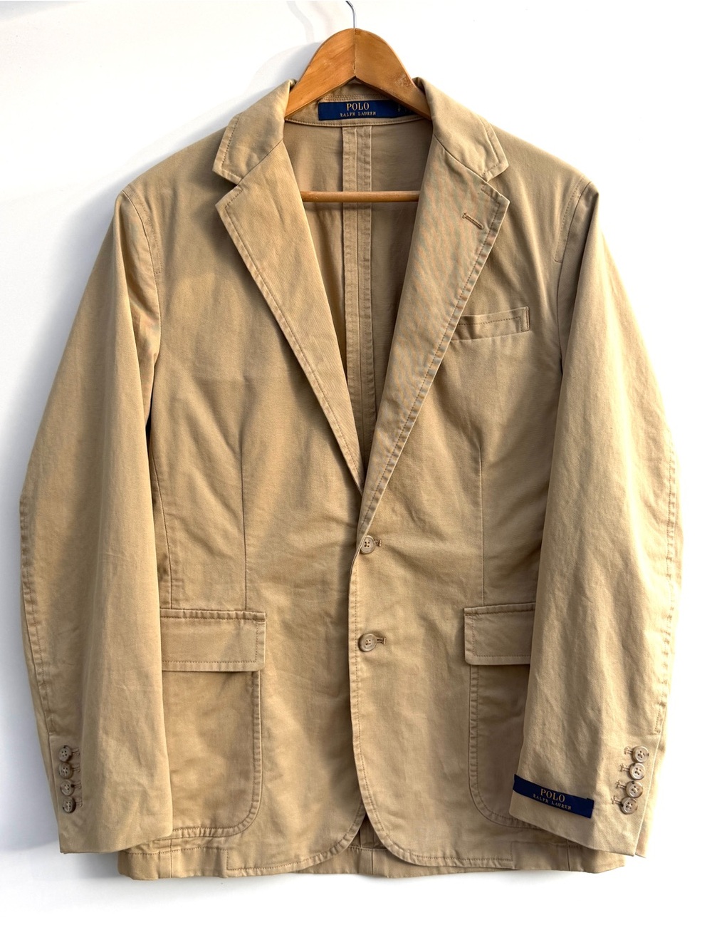 Polo Ralph Lauren Unstructured Sport Blazer Jacket Mens Small Khaki Casual
